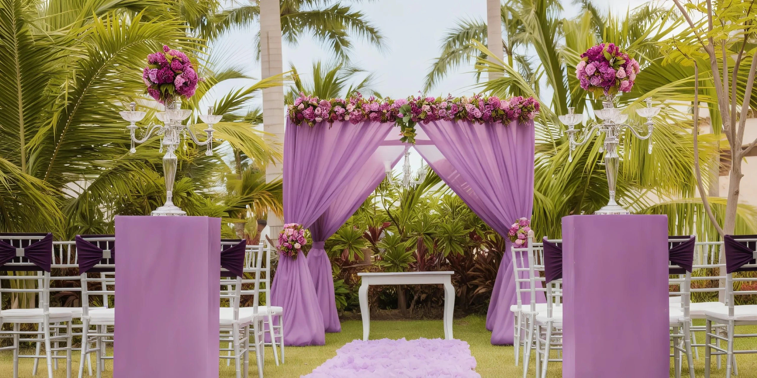 Garden Terrace outdoor wedding reception setup at Secrets Cap Cana Resort & Spa