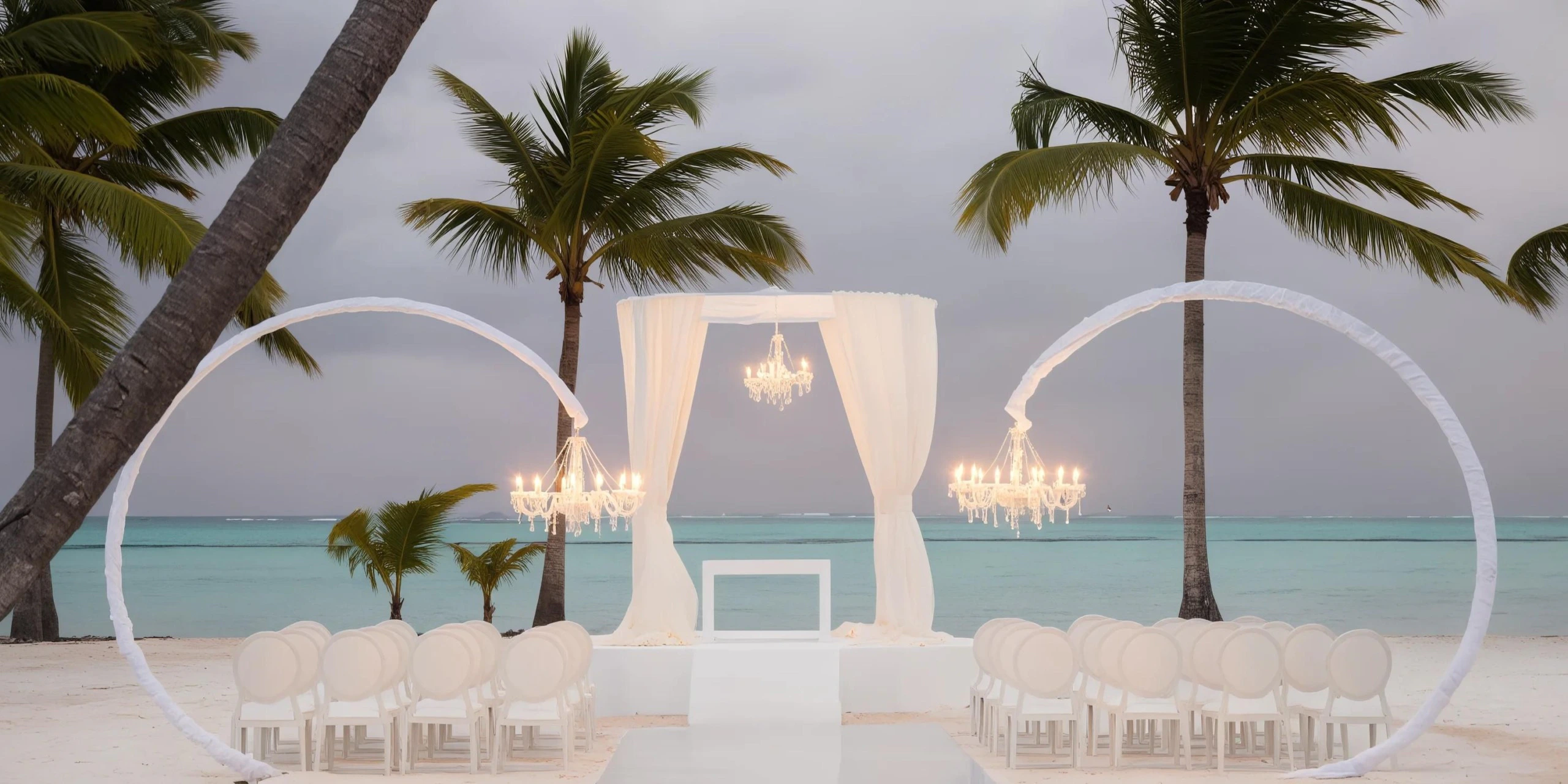 Juanillo Beach oceanfront wedding setup at Secrets Cap Cana Resort & Spa
