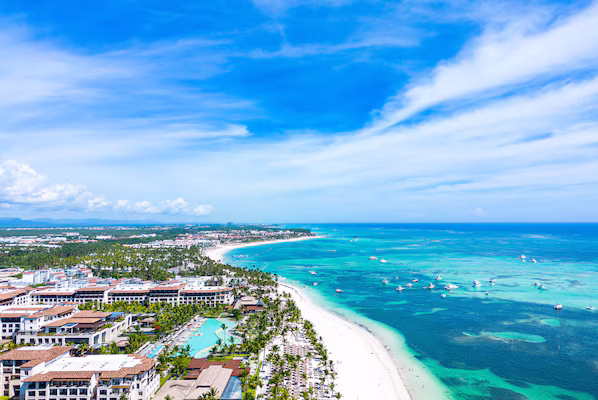 Punta Cana Beach near Secrets Cap Cana Resort & Spa with beautiful Caribbean coastline and scenic ocean views